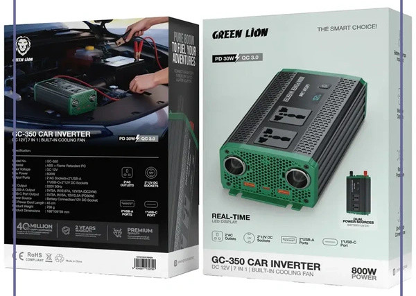 اینورتر 800 وات گرین لاین Green Lion GC-350 Car Inverter GNGC350CRINBK (E)