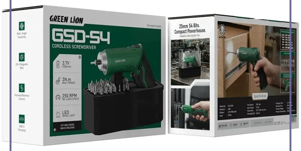 پیچ گوشتی شارژی گرین لاین Green Lion GSD-54 Screwdriver GNGSD54CS (E)
