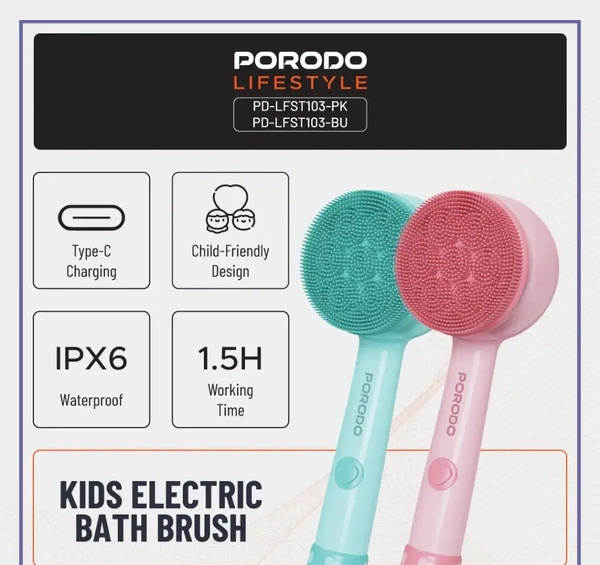 برس حمام کودک شارژی Porodo 3-in-1 Body Brush PD-LFST103-PK (E)
