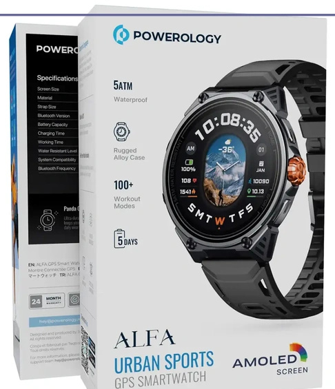 ساعت هوشمند پاورولوژی Powerology Alfa Smart Watch PSWBT348BK (E)