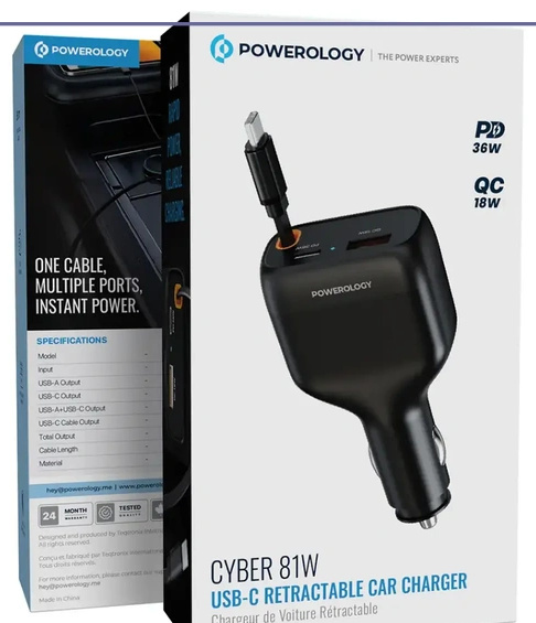 شارژر فندکی 81وات پاورولوژی Powerology Cyber Car Charger PCCSR027BK (E)