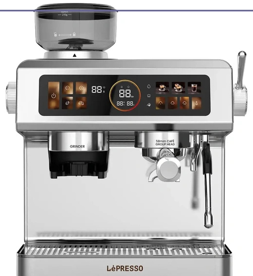 دستگاه قهوه ساز نیمه اتوماتیک با پنل کنترل لمسی لپرسو Lepresso Deliziosa Coffee Machine LPCFFSCM0098SL (E)