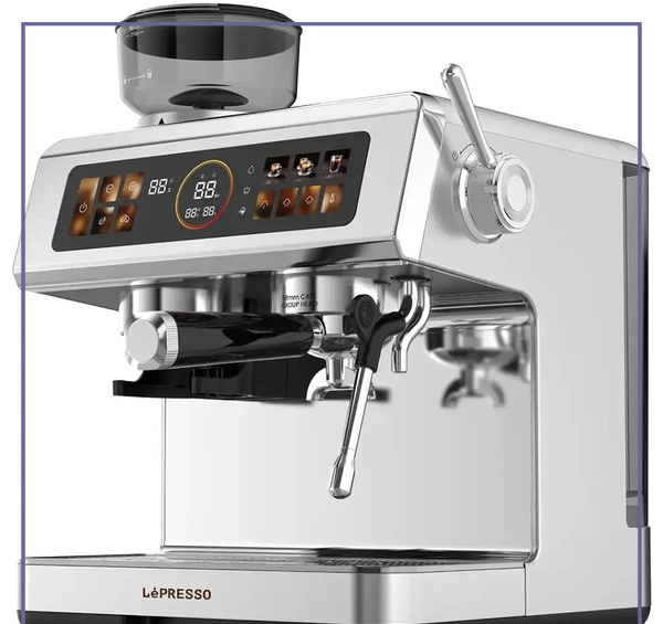 دستگاه قهوه ساز نیمه اتوماتیک با پنل کنترل لمسی لپرسو Lepresso Deliziosa Coffee Machine LPCFFSCM0098SL (E)