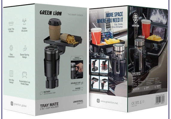 هولدر دوکاره گرین لاین GREEN LION TRAY MATE 2 IN 1 CUP HOLDER GNTRMCUPHLDBK (E)