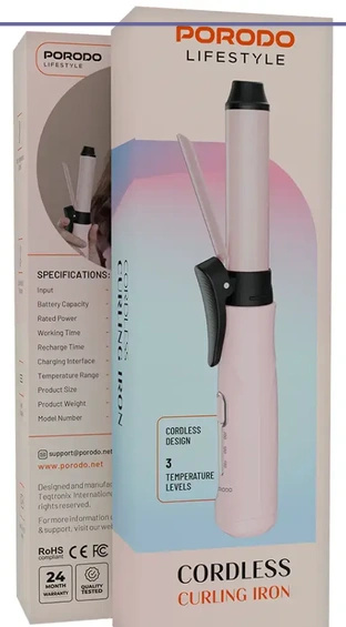 فرکننده موی شارژی پرودو Porodo Cordless Curling Iron PDBL007PK (E)