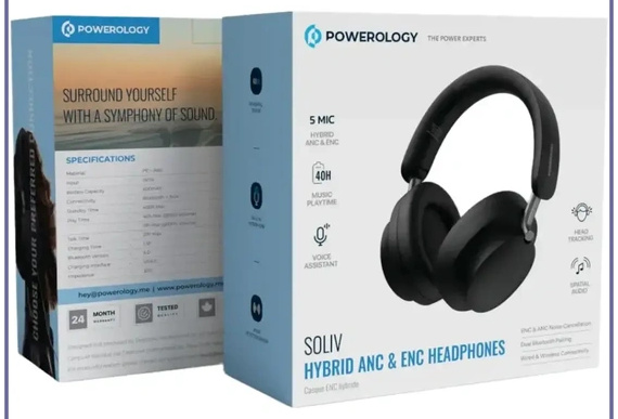 هدفون بلوتوثی پاورولوژی POWEROLOGY SOLIV HYBRID ANC+ENC PW1037 (E)