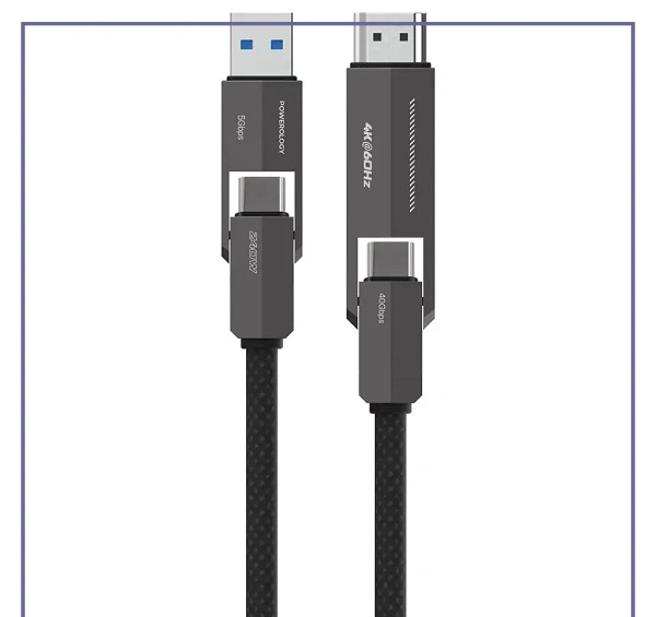 کابل شارژ و انتقال داده 4در1 پاورولوژی POWEROLOGY 4 IN 1 C & C TO HDMI PCAB034BK (E)
