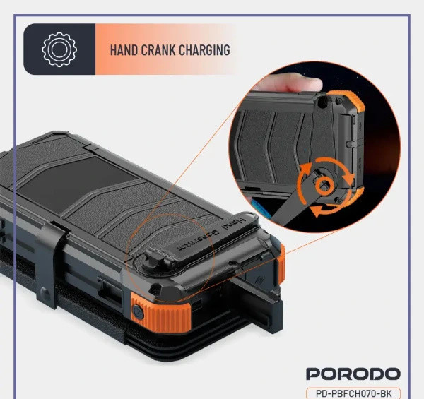 پاوربانک خورشیدی 20 وات 20000 پرودو Porodo Power Bank 4-Panel Solar PDPBFCH070BK (E)