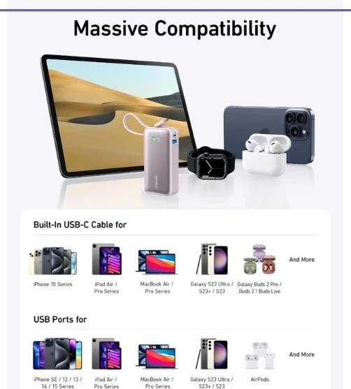 پاوربانک 30 وات 10000 انکر Anker Nano A1259 Power Bank (E)