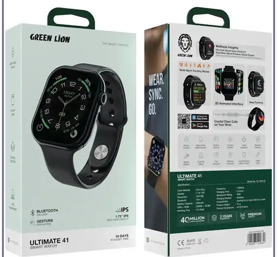 ساعت هوشمند 1.75 اینچ گرین لاین Green Lion Ultimate 41 GNULTMTSM41BK (E)