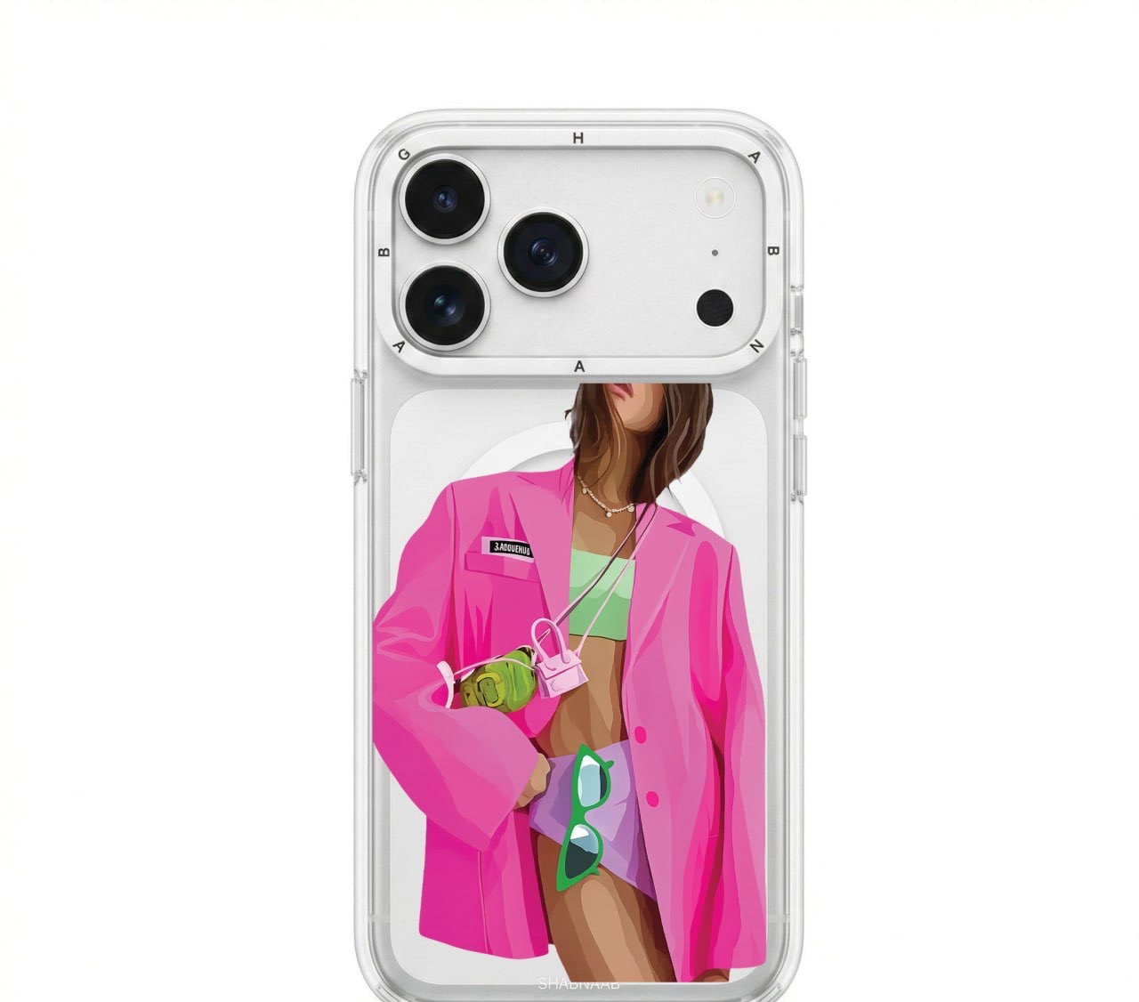قاب دختر کت صورتی Pink Girl با مگ سیف آیفون (G)