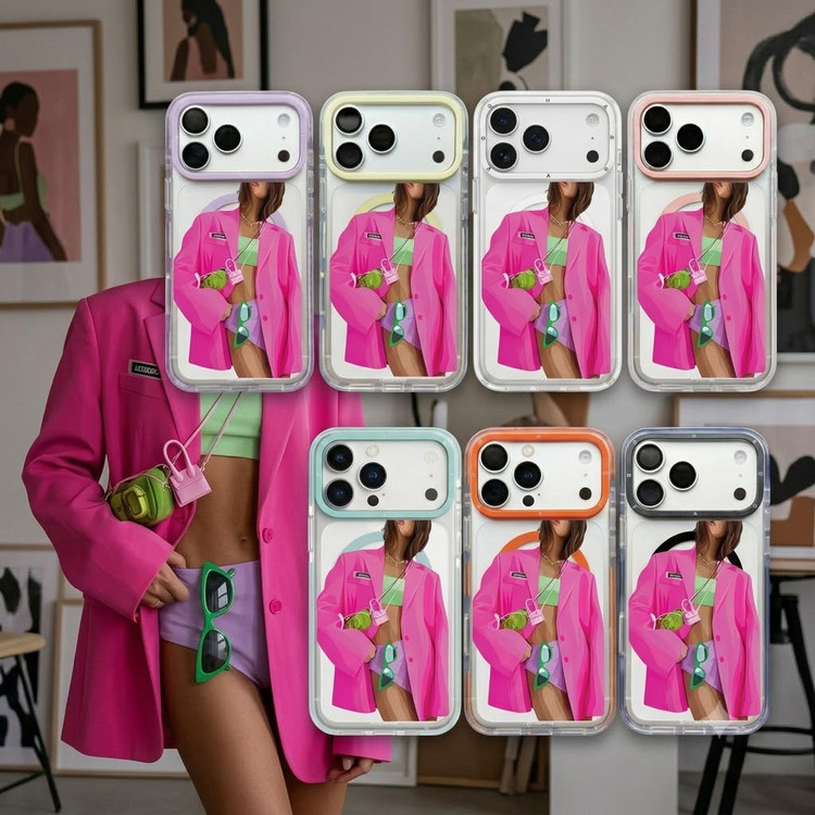 قاب دختر کت صورتی Pink Girl با مگ سیف آیفون (G)