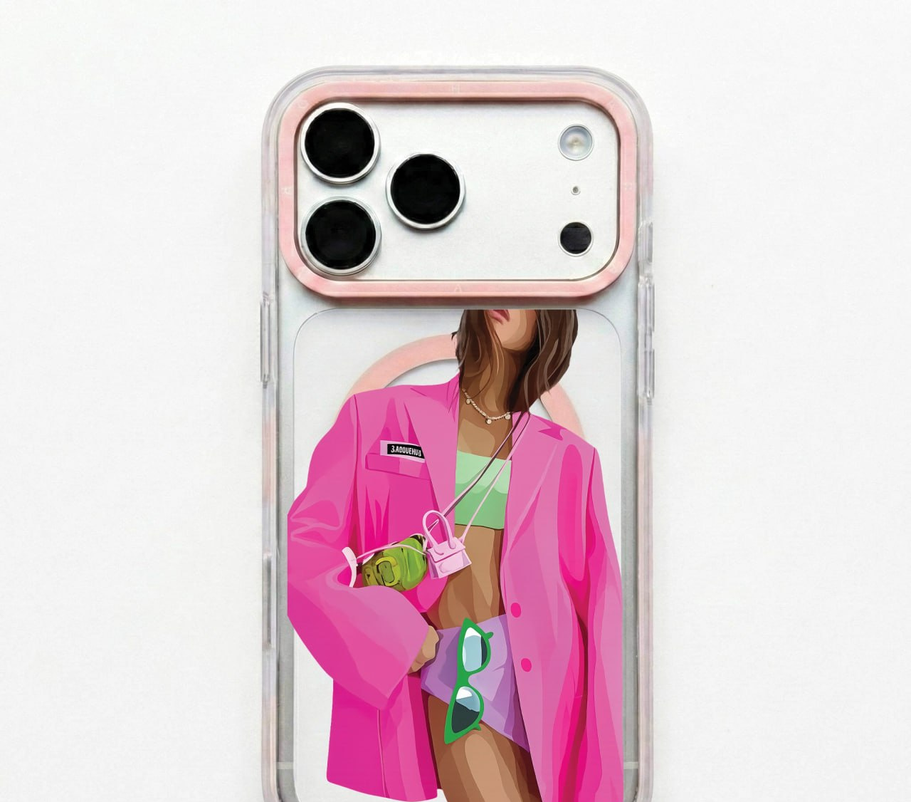 قاب دختر کت صورتی Pink Girl با مگ سیف آیفون (G)