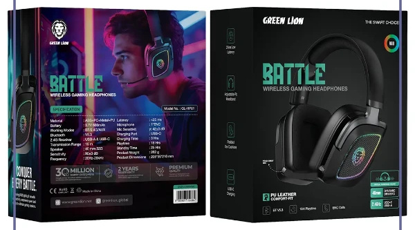 هدفون بلوتوث گیمینگ گرین لاین GNBTLGAMHPBK (E)