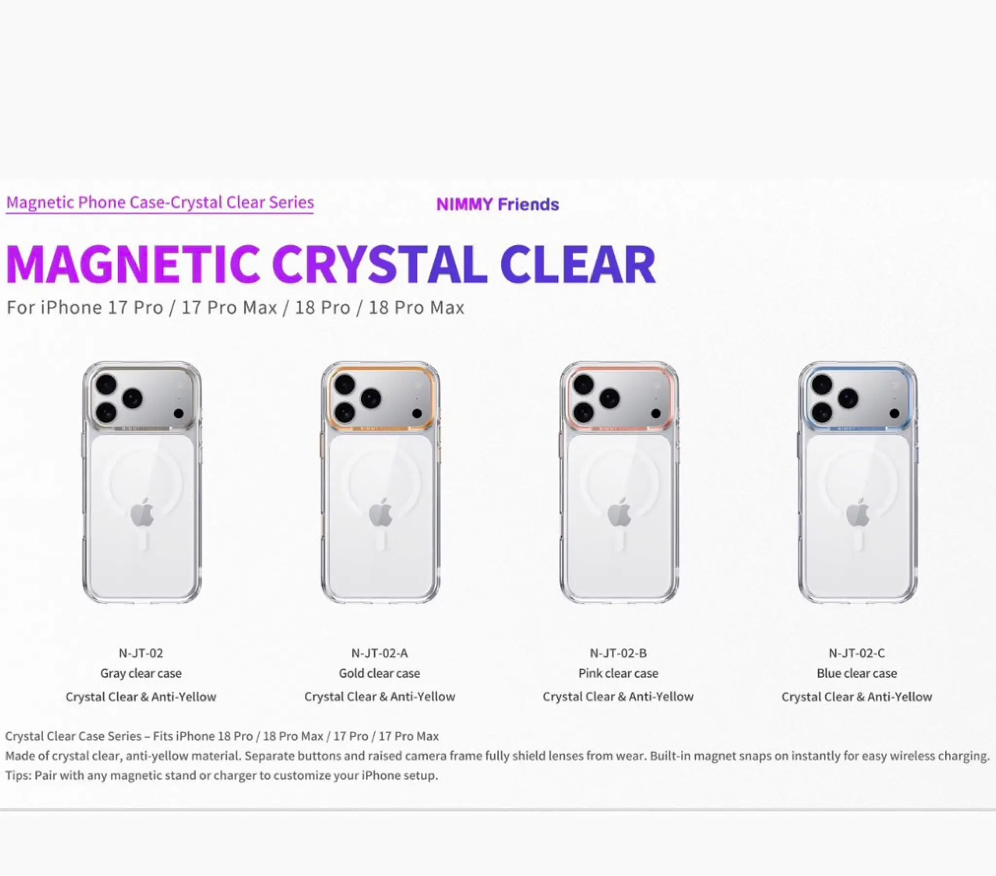 قاب نیمی شفاف Nimmy Magnetic Crystal Clear آیفون (G)