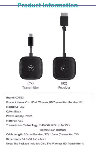 کیت فرستنده و گیرنده تصویر بی سیم HDMI کوتسی OF-050 (E)