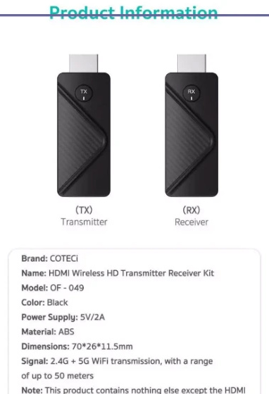 کیت فرستنده و گیرنده تصویر بی سیم HDMI کوتسی OF-049 (E)