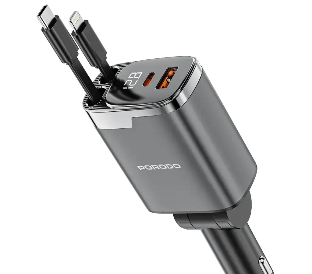 شارژر فندکی پورودو Porodo 111W Car Charger Lightning USB C (G)