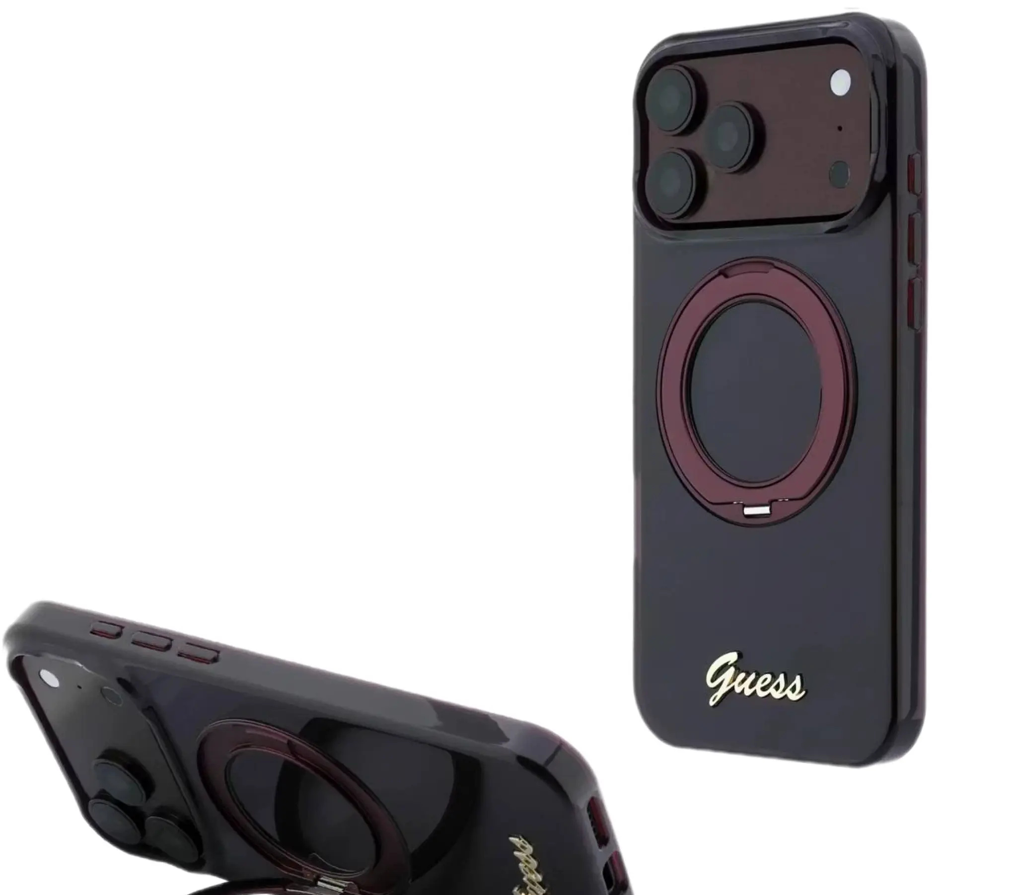 قاب Guess MagSafe IML Hard with Ring Stand & Script Metal Logo (G)