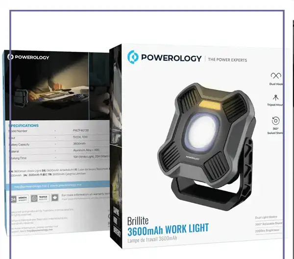 چراغ کمپینگ شارژی پاورولوژی PWZF40138BK (E)