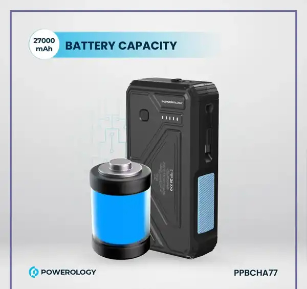 پاوربانک خورشیدی 27000 با کابل متصل پاورولوژی PPBCHA77 (E)