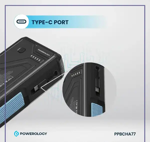 پاوربانک خورشیدی 27000 با کابل متصل پاورولوژی PPBCHA77 (E)