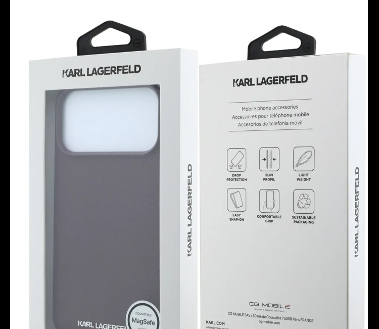 قاب کارل لاگرفلد Karl Lagerfel Grained MagSafe Cover with Elongated Logo (G)