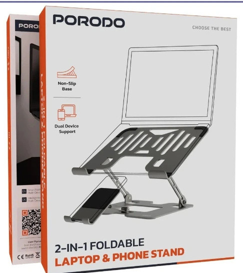 پایه نگهدارنده ۲ در ۱ لپتاپ و موبایل پرودو Porodo PDHSM09SL (E)