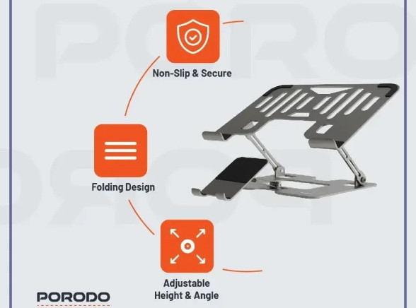 پایه نگهدارنده ۲ در ۱ لپتاپ و موبایل پرودو Porodo PDHSM09SL (E)