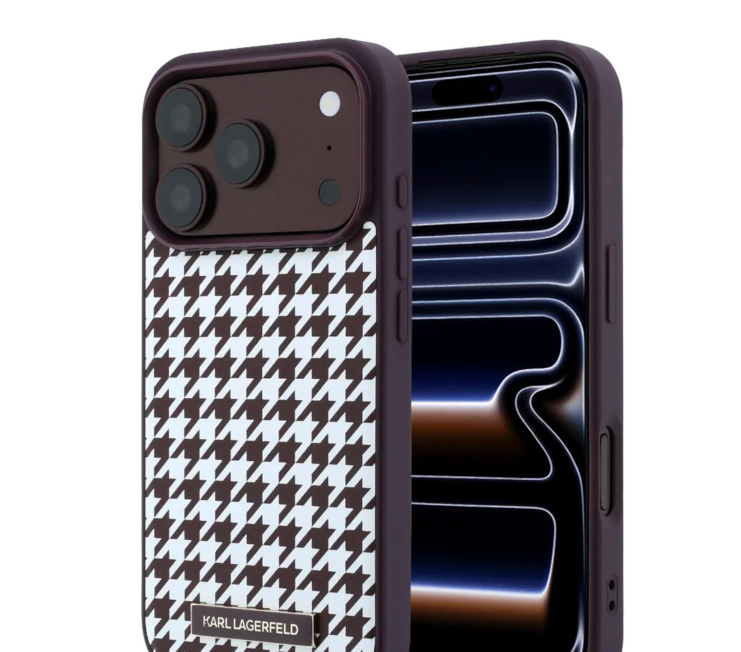 قاب کارل لاگرفلد Karl Lagerfel Smooth PU Magsafe Houndstooth With Resin Logo (G)
