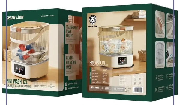 ماشین لباسشویی 12 لیتری گرین لاین Green Lion GNWM14PORWH (E)