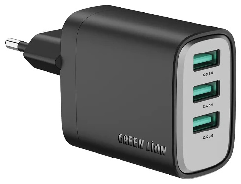 شارژر دیواری سوپرا ۲۴ وات گرین لاین Green Lion GN3USB24EUBK (E)