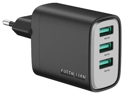 شارژر دیواری سوپرا ۲۴ وات گرین لاین Green Lion GN3USB24EUBK (E)