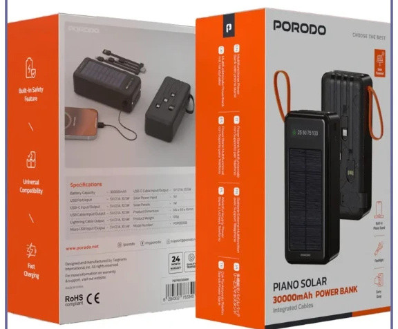 پاور بانک خورشیدی 30000 پرودو PDPBB308BK (E)