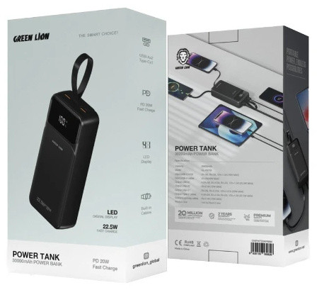 پاوربانک 30000 گرین لاین GNPWT30KPBBK (E)